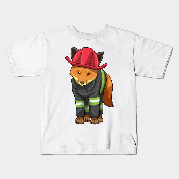 Fox as Firefighter with Helmet Kids T-Shirt by Markus Schnabel